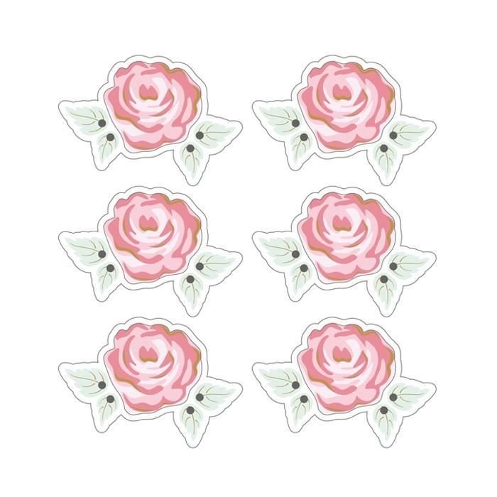 Rayher - Naklejki 3D 4cm - Romantyczna róża z białym konturem