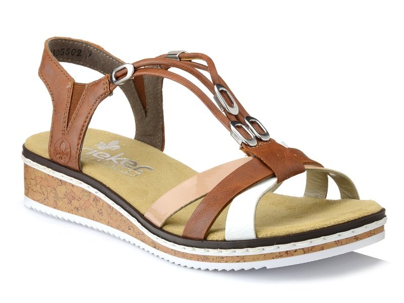 Sandały damskie Rieker V3657-81 na niskiej koturnie wygodne-36