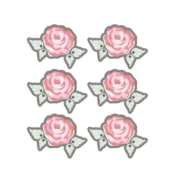 Rayher - Naklejki 3D Ø 4cm - Różowe na szarym tle