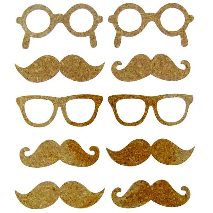 Naklejki korkowe - Wąsy - 10 sztuk - Kreatywne nasiona
