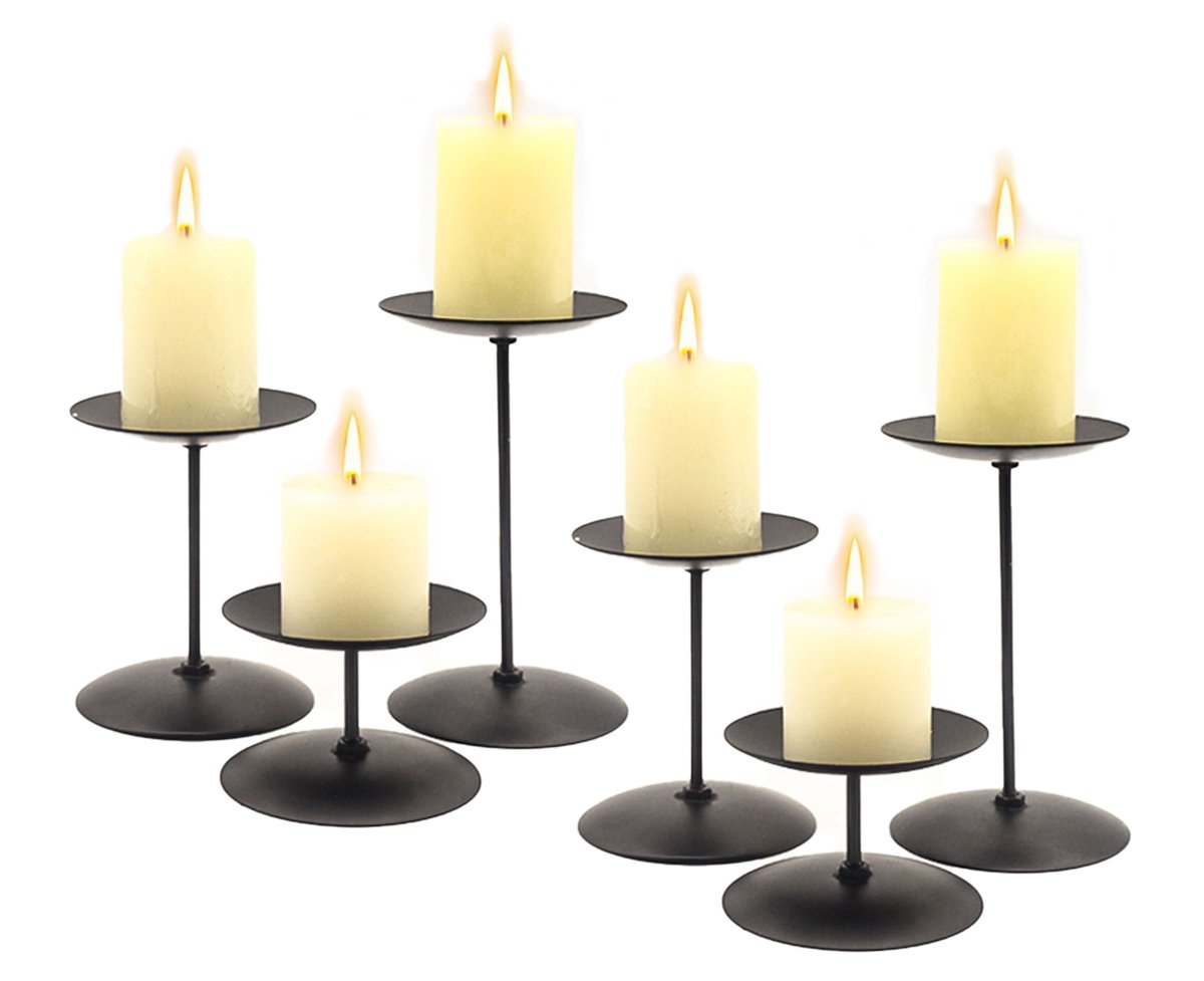 Świeczniki metalowe czarne zestaw 6 szt podstawki pod świece
