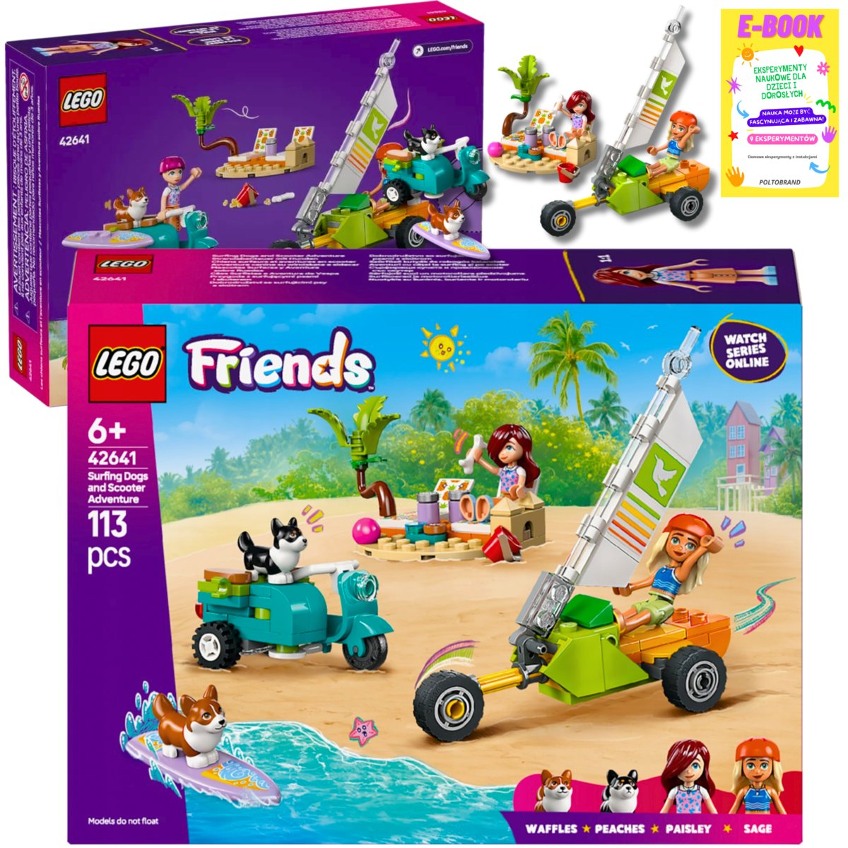 LEGO FRIENDS PREZENT Przygoda z surfującymi psami i skuterem 42641 KLOCKI + EBOOK