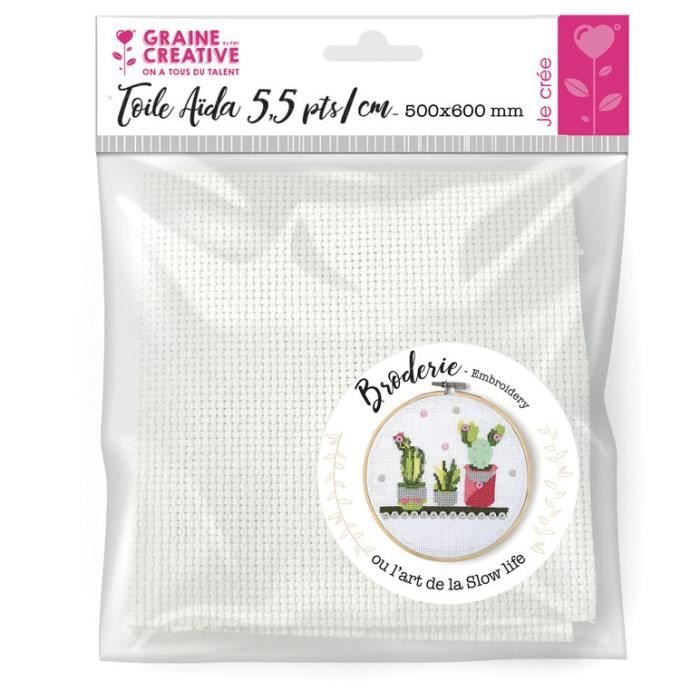 Tkanina Aida 5,5 pkt/cm biała 50 x 60 cm biała