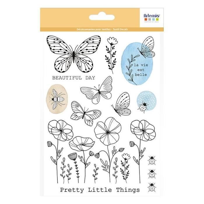 Transfer na tkaninę A5 - kwiaty i motyle