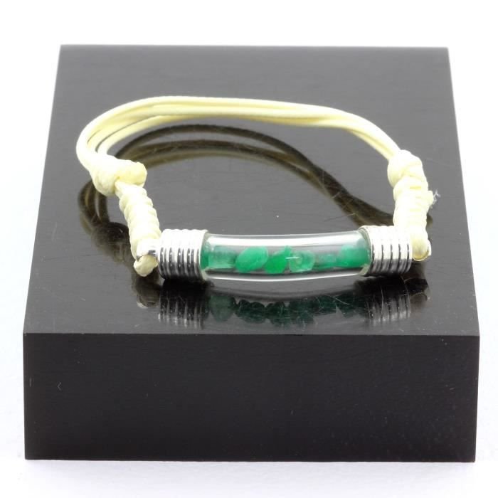 Kamienie i minerały. Bransoletka z surowego szmaragdu. Kolor beżowy.