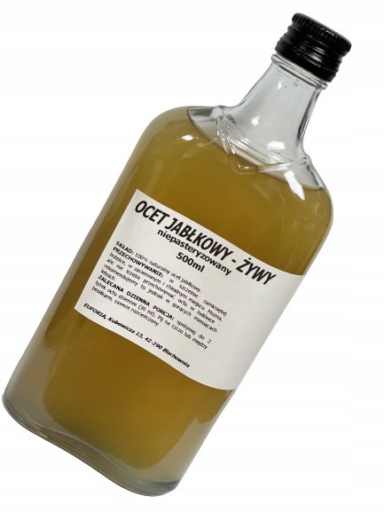 Ocet Jabłkowy ŻYWY - 500ml - z matką octu - euforiaLAB