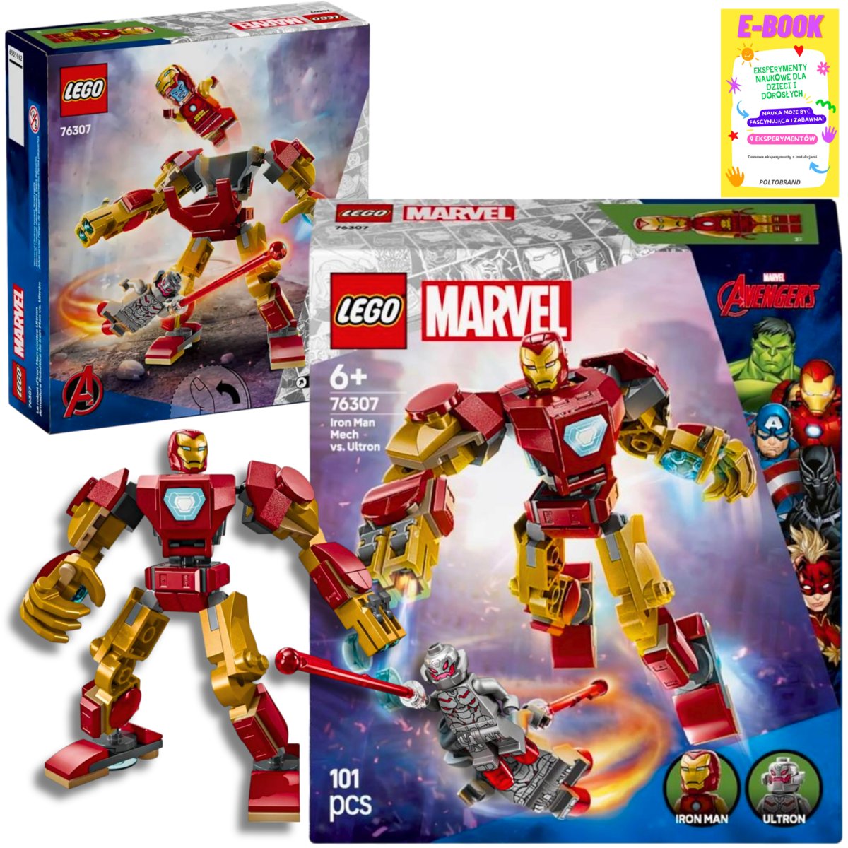 LEGO MARVEL SUPER HEROES Mech Iron Mana kontra Ultron 76307 KLOCKI PREZENT + EBOOK