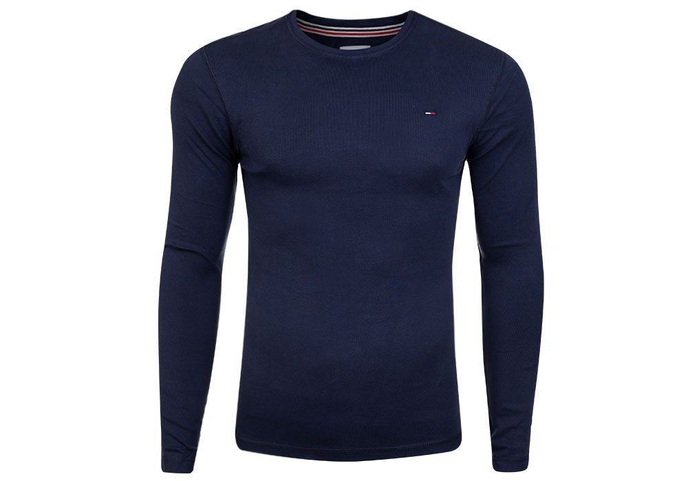 TOMMY HILFIGER MĘSKA KOSZULKA Z DŁUGIM RĘKAWEM TJM ORIGINAL RIB LONGSLEEVE TEE NAVY DM0DM04409 002 - Rozmiar: L