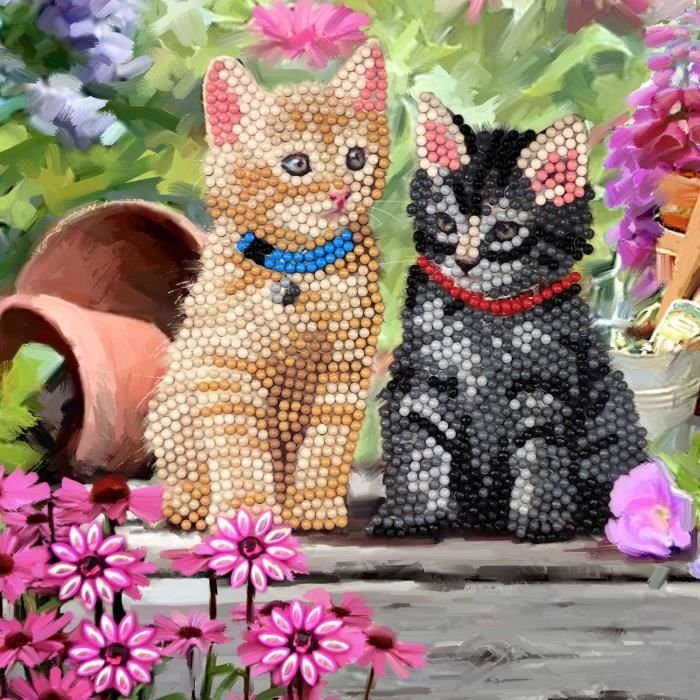 Zestaw kart z haftem diamentowym 18x18cm Wielobarwny kotek - różne