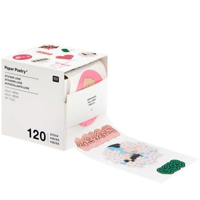 Naklejki - RICO DESIGN - Love & Manga - 120 sztuk - Do notesów, notesów i kartek