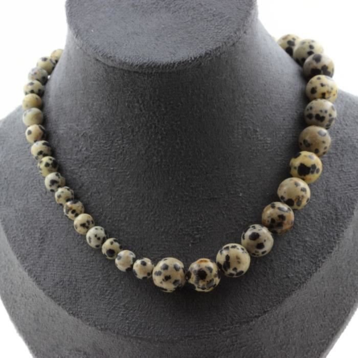 Kamienie i minerały. Naszyjnik z koralików z jaspisem dalmatyńskim 6 mm + jaspis dalmatyński 10 mm. Naszyjnik łańcuszkowy dla kobiet i mężczyzn. Roz..