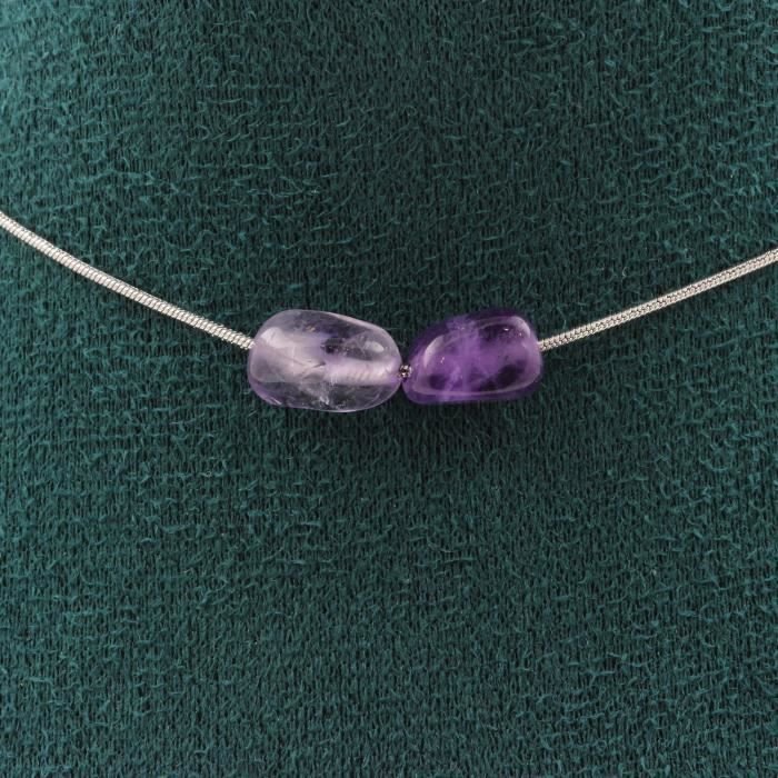 Kamienie i minerały. 2 Naszyjnik z pereł ametystowych z Brazylii. Łańcuszek ze stali nierdzewnej Naszyjnik dla kobiet, mężczyzn. Możliwość dostosowa..