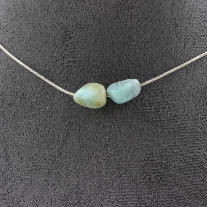 Naszyjnik Larimar z Dominikany - A Bijoux - Łańcuszek stalowy - Rozmiar niestandardowy