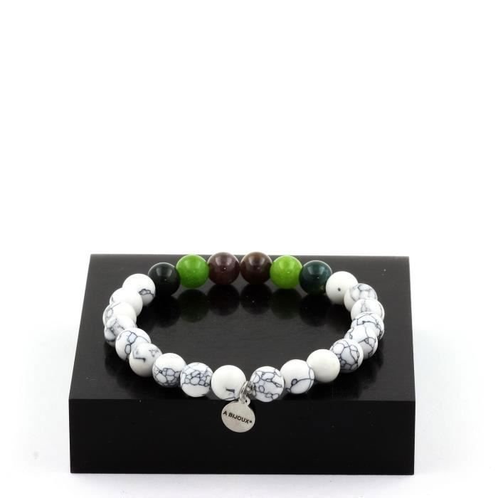 Bransoletka z koralików Mogok Rubin, Birma, Birma + Perydot + Agat - ABIJOUX - 8 mm - Czerwony - Dorosły