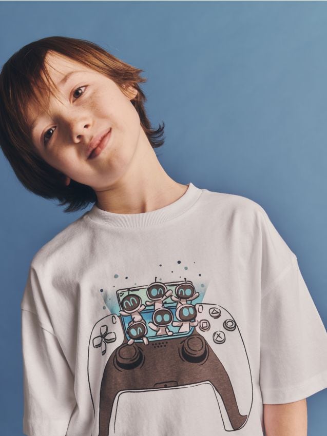 Reserved - T-shirt Playstation - biały