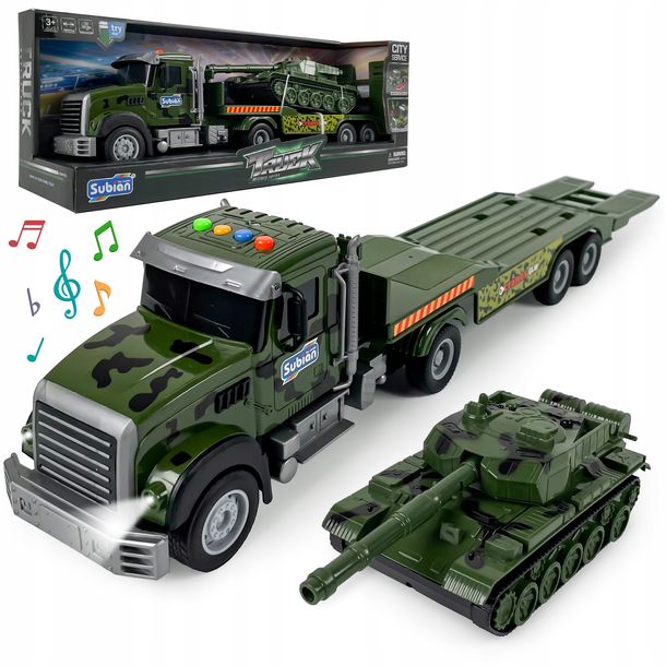 Ciężarówka Wojskowa Z NAPĘDEM i DŹWIĘKIEM Czołg Interaktywny Transporter