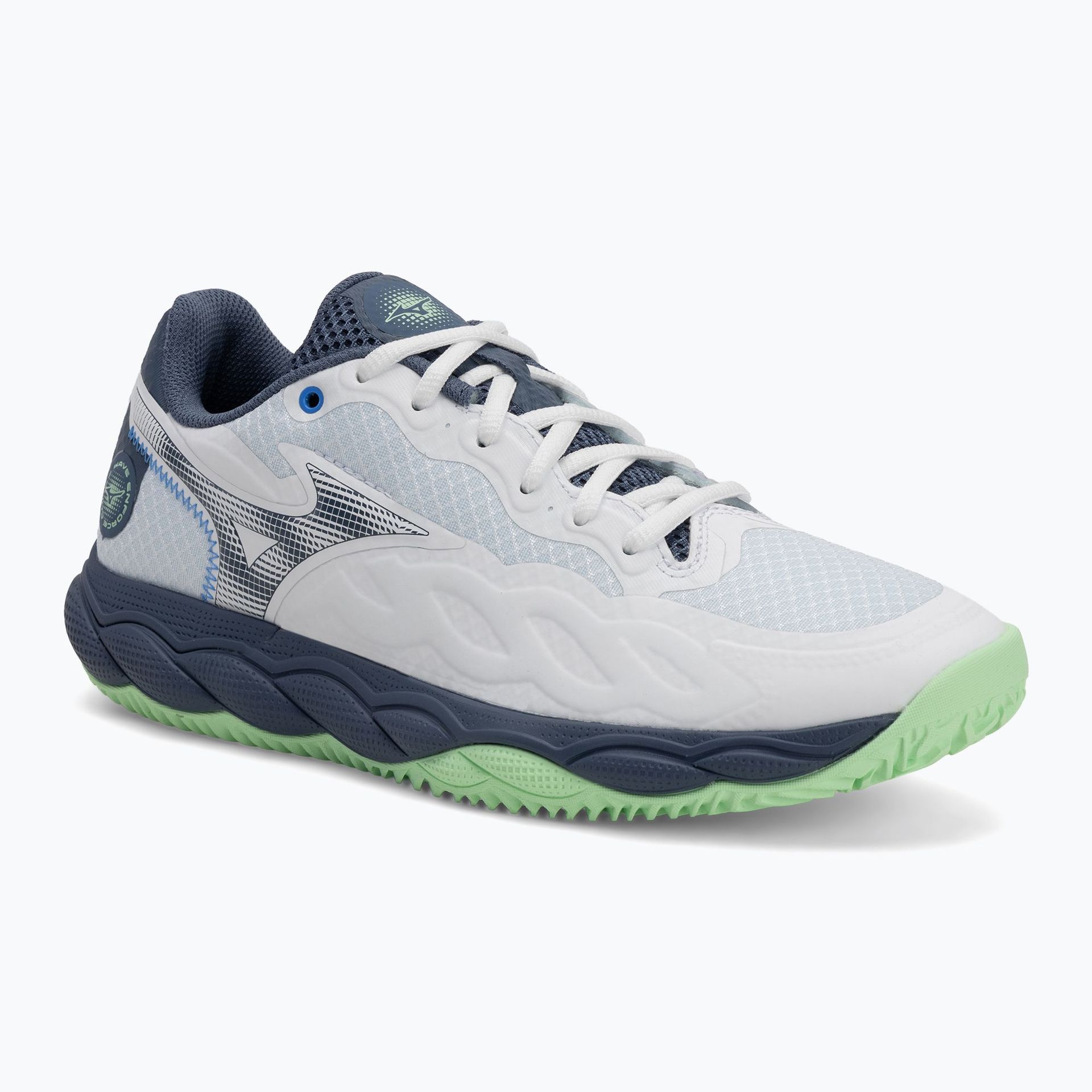 Buty do tenisa męskie Mizuno Wave Enforce Court CC white/ vintage indigo/ neo mint WYSYŁKA W 24H 30 DNI NA ZWROT
