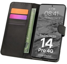 Bizon Etui z klapką Case Pocket do Xiaomi Redmi Note 14 Pro 4G, czarne