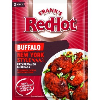 Przyprawa do kurczaka z czosnkiem, papryką i pieprzem cayenne Buffalo New York Frank's red hot 20g