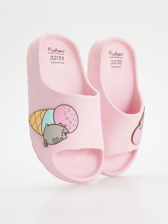 Reserved - Klapki z motywem Pusheen - pastelowy róż
