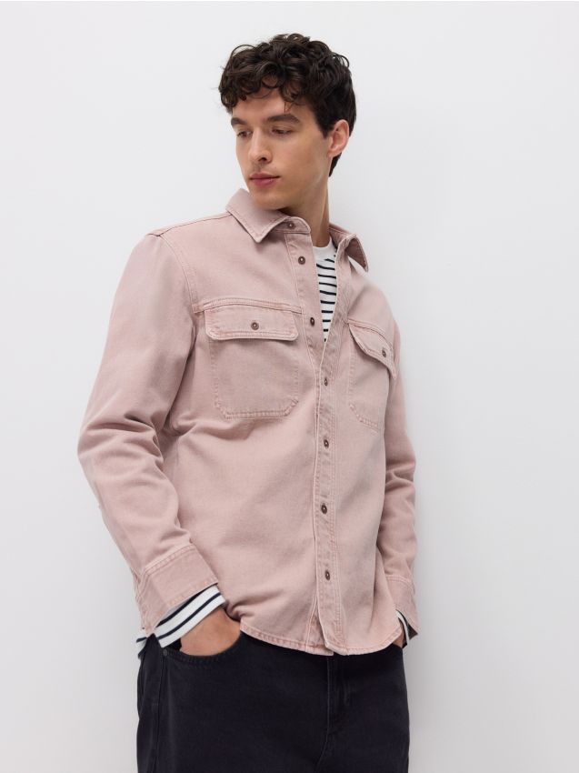 Reserved - Denimowa koszula regular fit - różowy