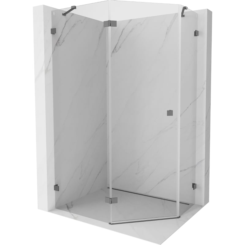 Mexen Lunar kabina prysznicowa pięciokątna uchylna lewa 90 x 80 cm, transparent, gun metal - 831-090L-080P-95-00-L