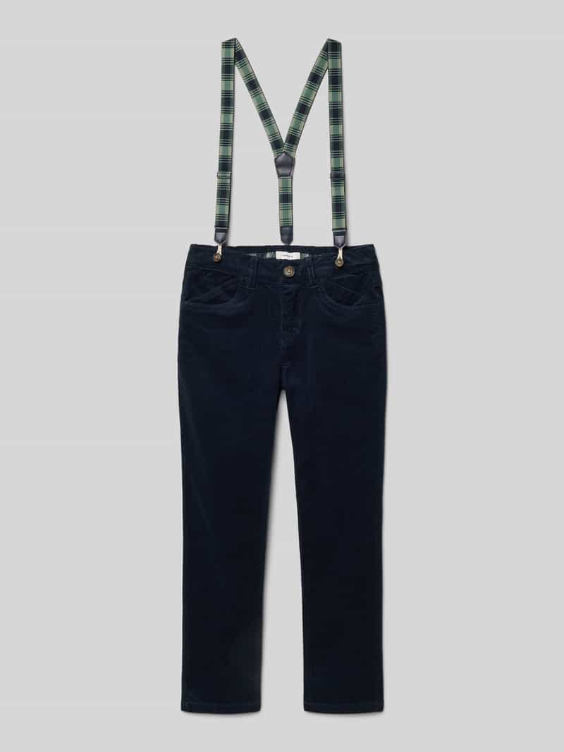 Spodnie sztruksowe o kroju slim fit z szelkami model ‘RYAN’