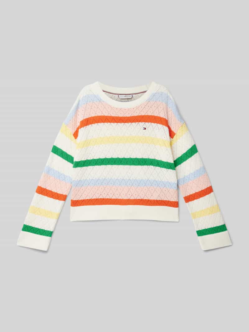 Sweter z dzianiny z wyhaftowanym logo