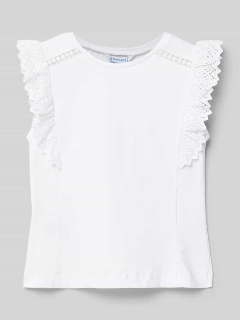T-shirt z obszyciem koronką