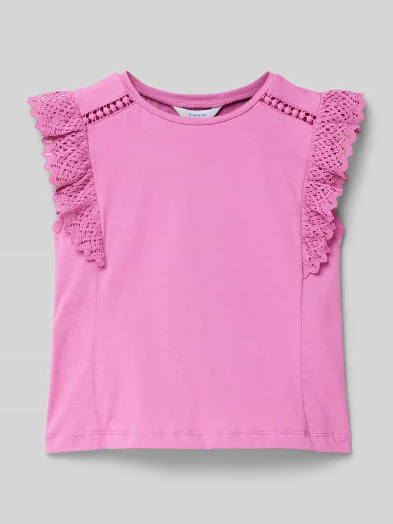 T-shirt z obszyciem koronką