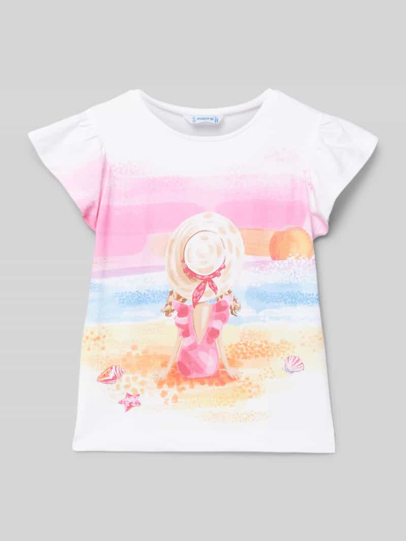 T-shirt z okrągłym prążkowanym dekoltem w zestawie 2 szt.