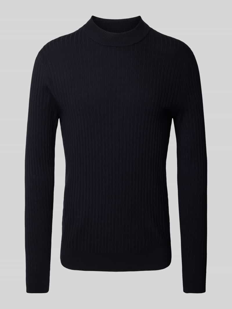Sweter z dzianiny z mieszanki wiskozy ze wzorem ze stójką