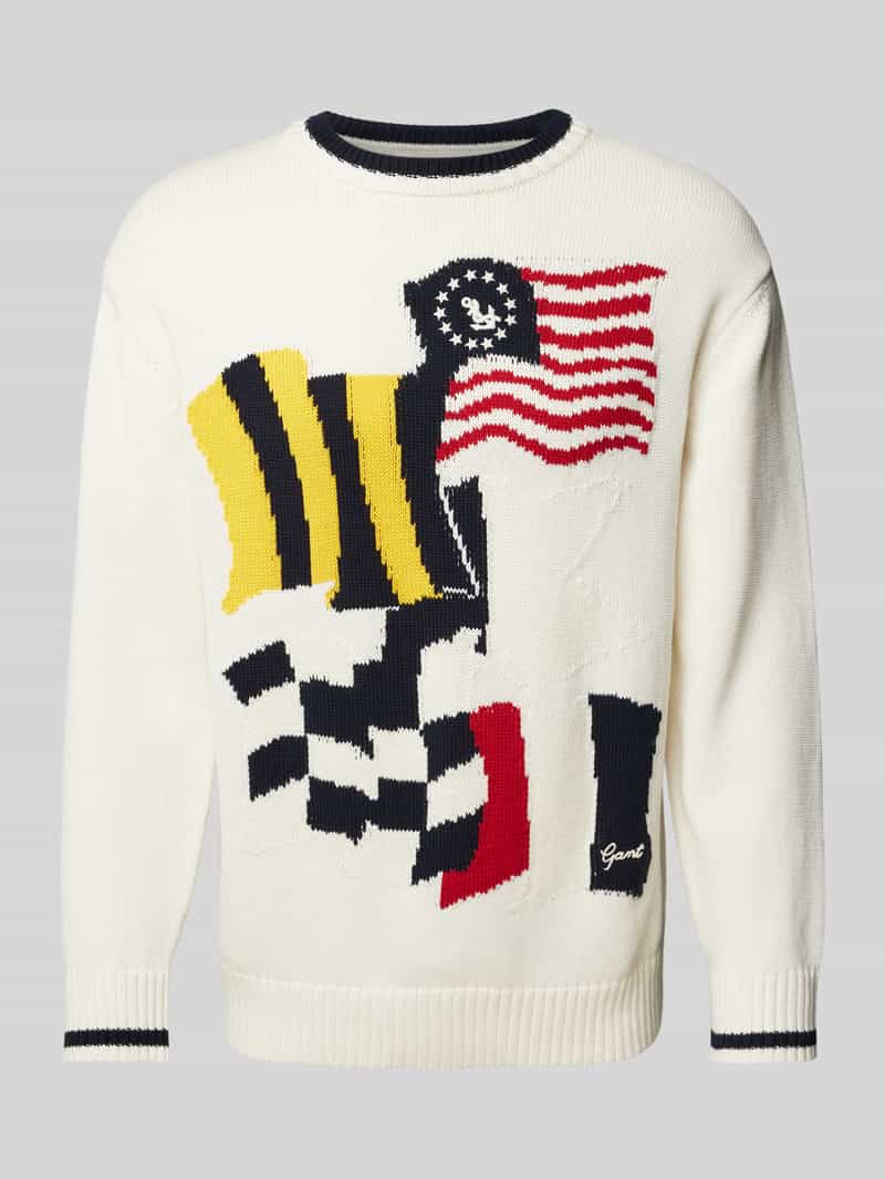 Sweter z dzianiny z okrągłym dekoltem