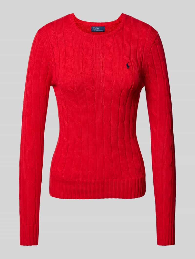 Sweter z dzianiny z wyhaftowanym logo model ‘JULIANNA’