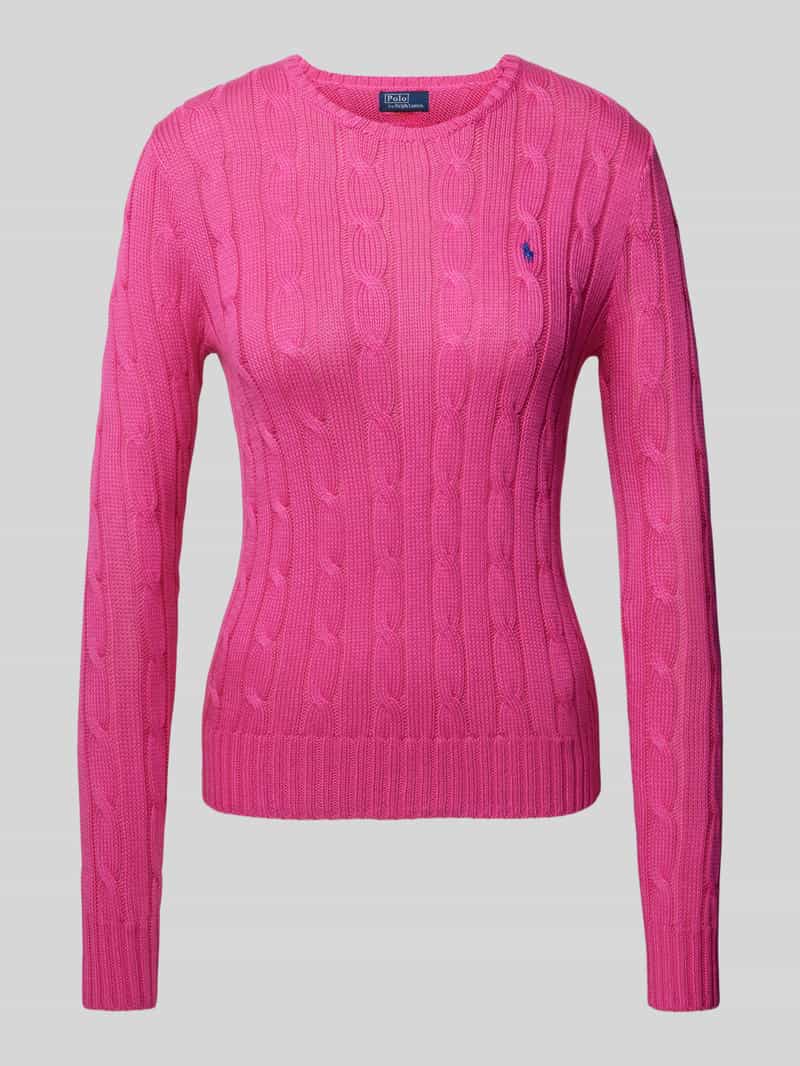 Sweter z dzianiny z wyhaftowanym logo model ‘JULIANNA’