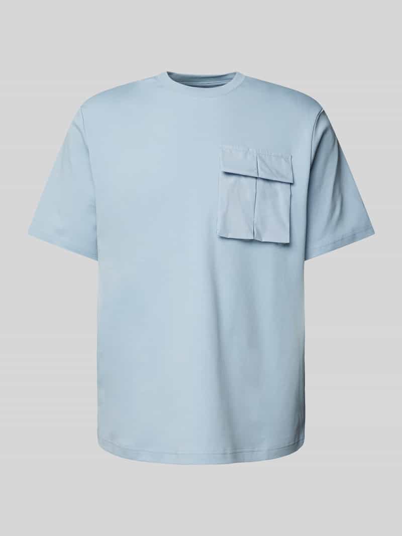 T-shirt z prążkowanym okrągłym dekoltem