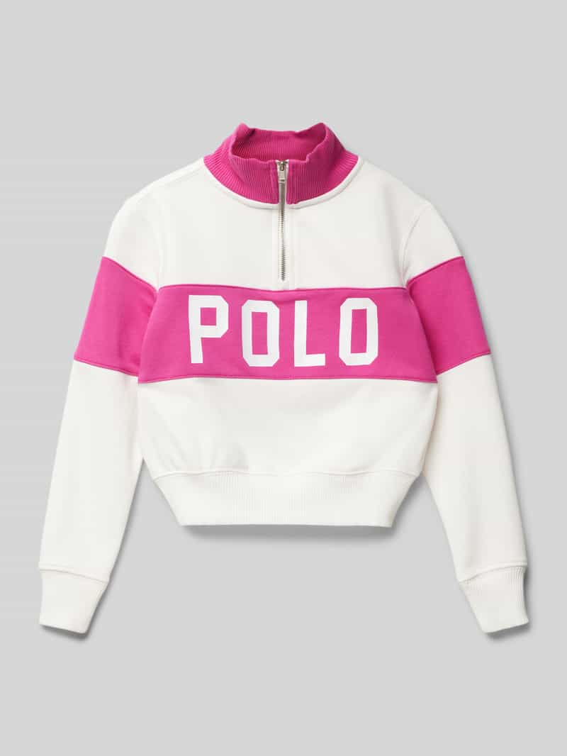 Bluza z kołnierzem i nadrukiem z logo