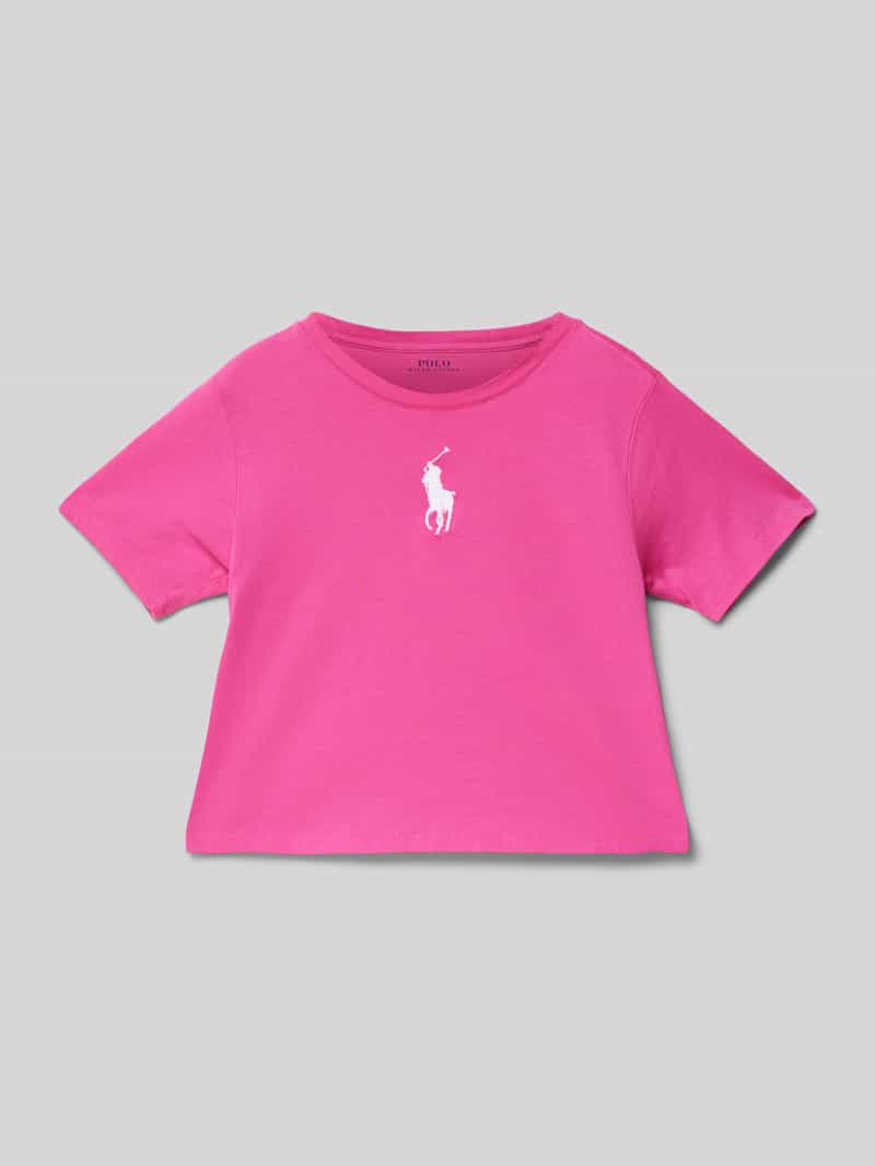 T-shirt z prążkowanym okrągłym dekoltem