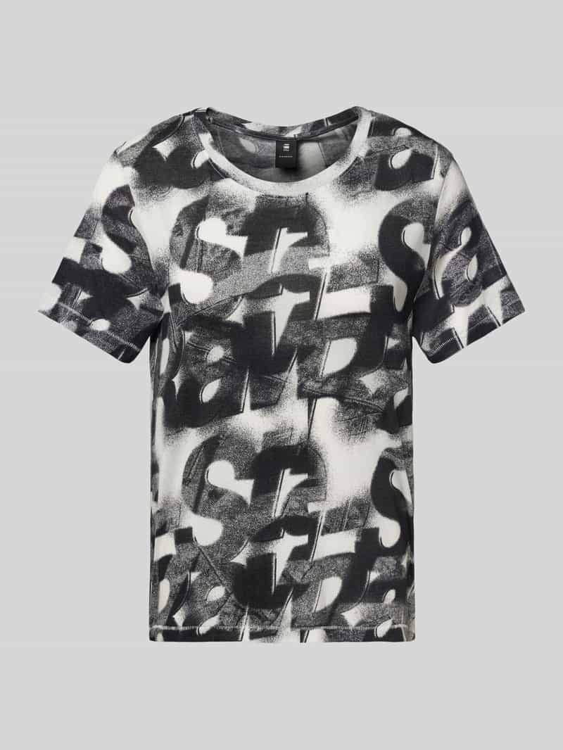 T-shirt z prążkowanym okrągłym dekoltem