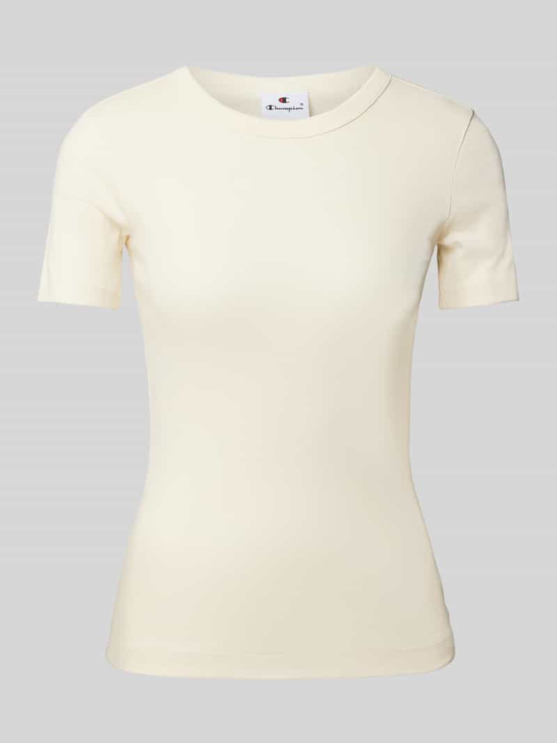 T-shirt z prążkowanym okrągłym dekoltem