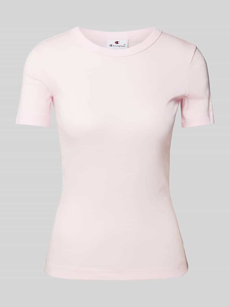 T-shirt z prążkowanym okrągłym dekoltem