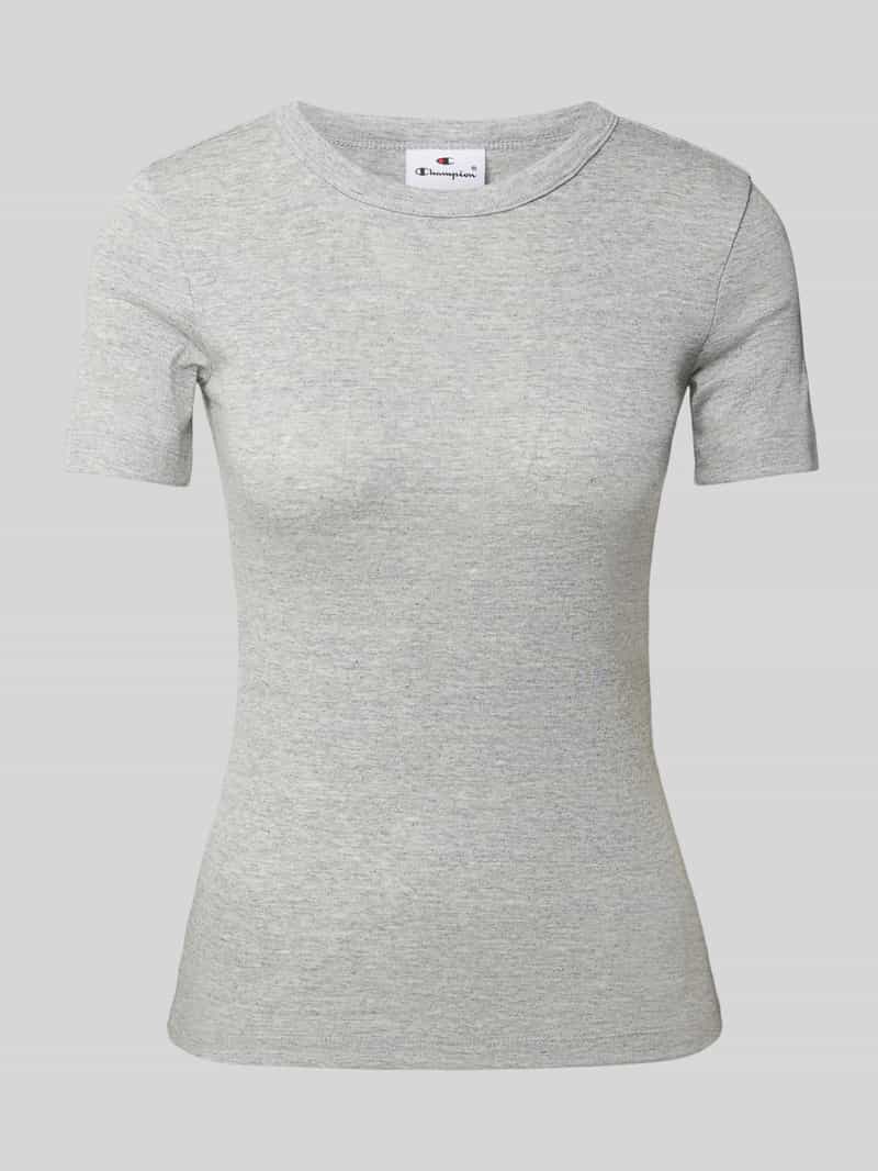 T-shirt z prążkowanym okrągłym dekoltem