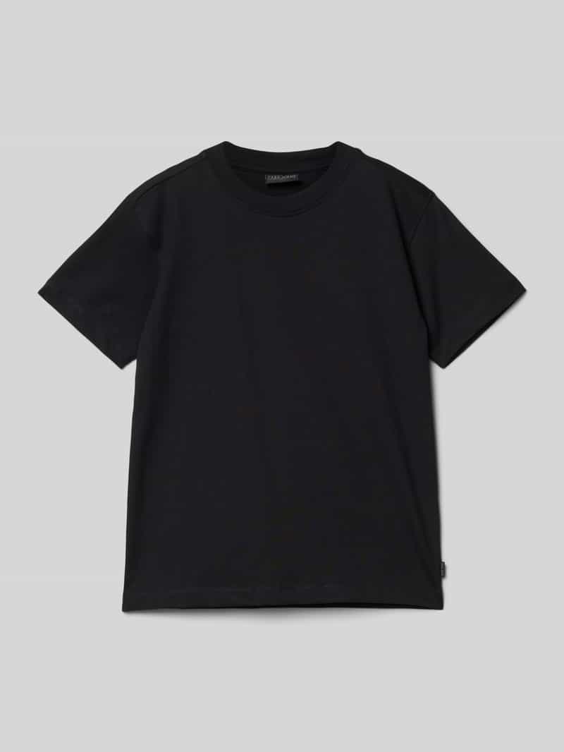 T-shirt z prążkowanym okrągłym dekoltem