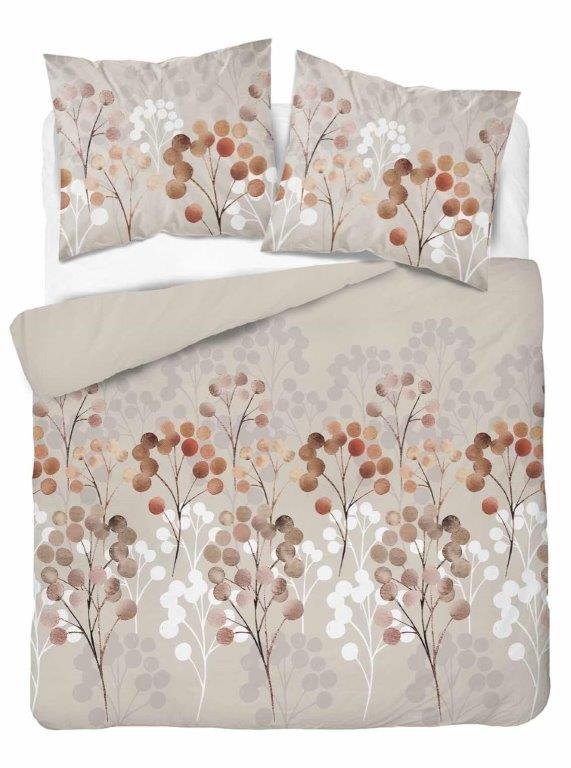 Pościel satynowa 140x200 5223a beżowa kwiaty