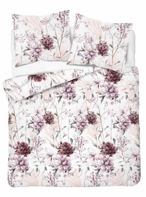 Pościel satynowa 200x220 5222b bordowa kwiaty