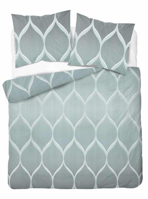 Pościel satynowa 140x200 5221a zielona wzory geometryczne