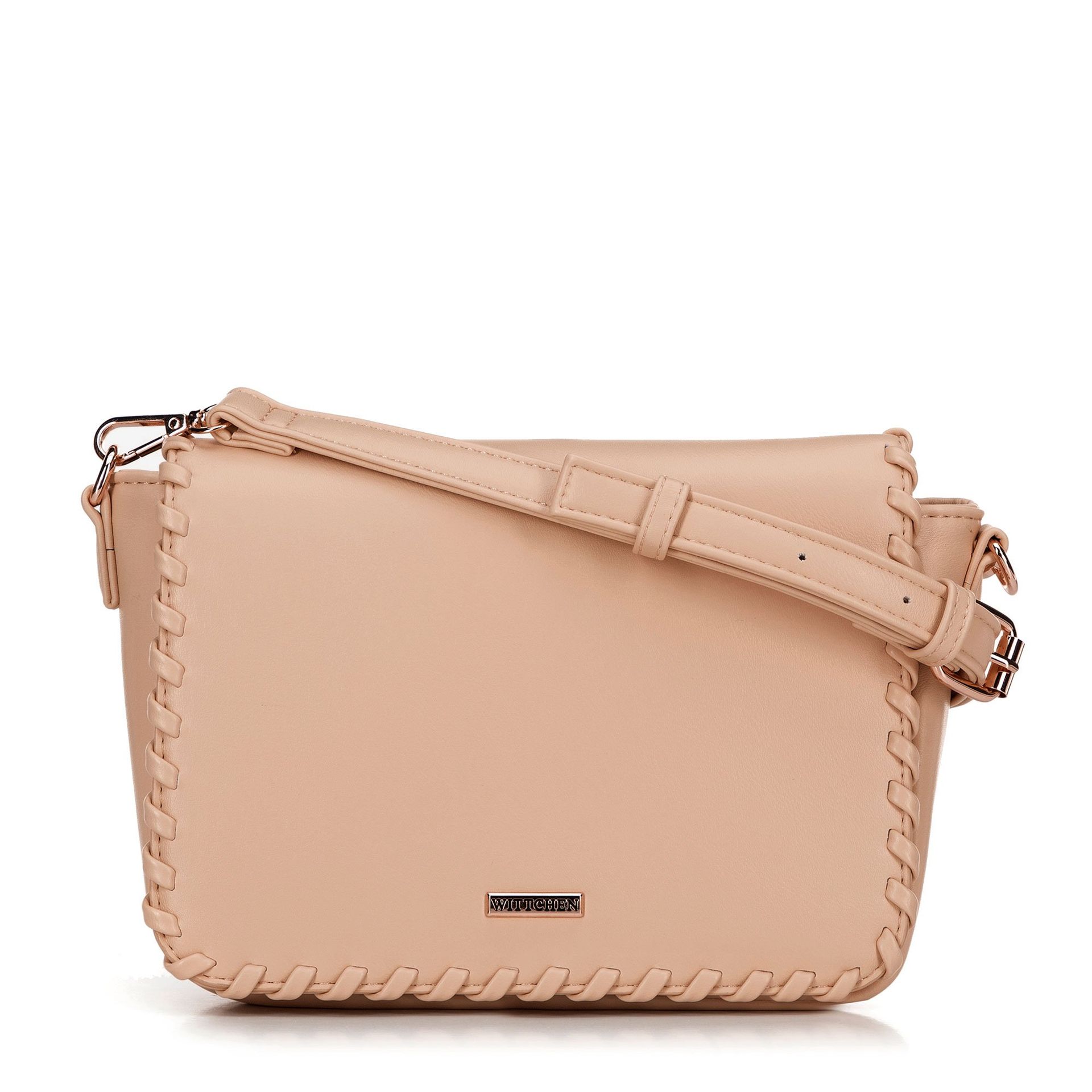 Damska crossbody z obszytą klapą beżowa