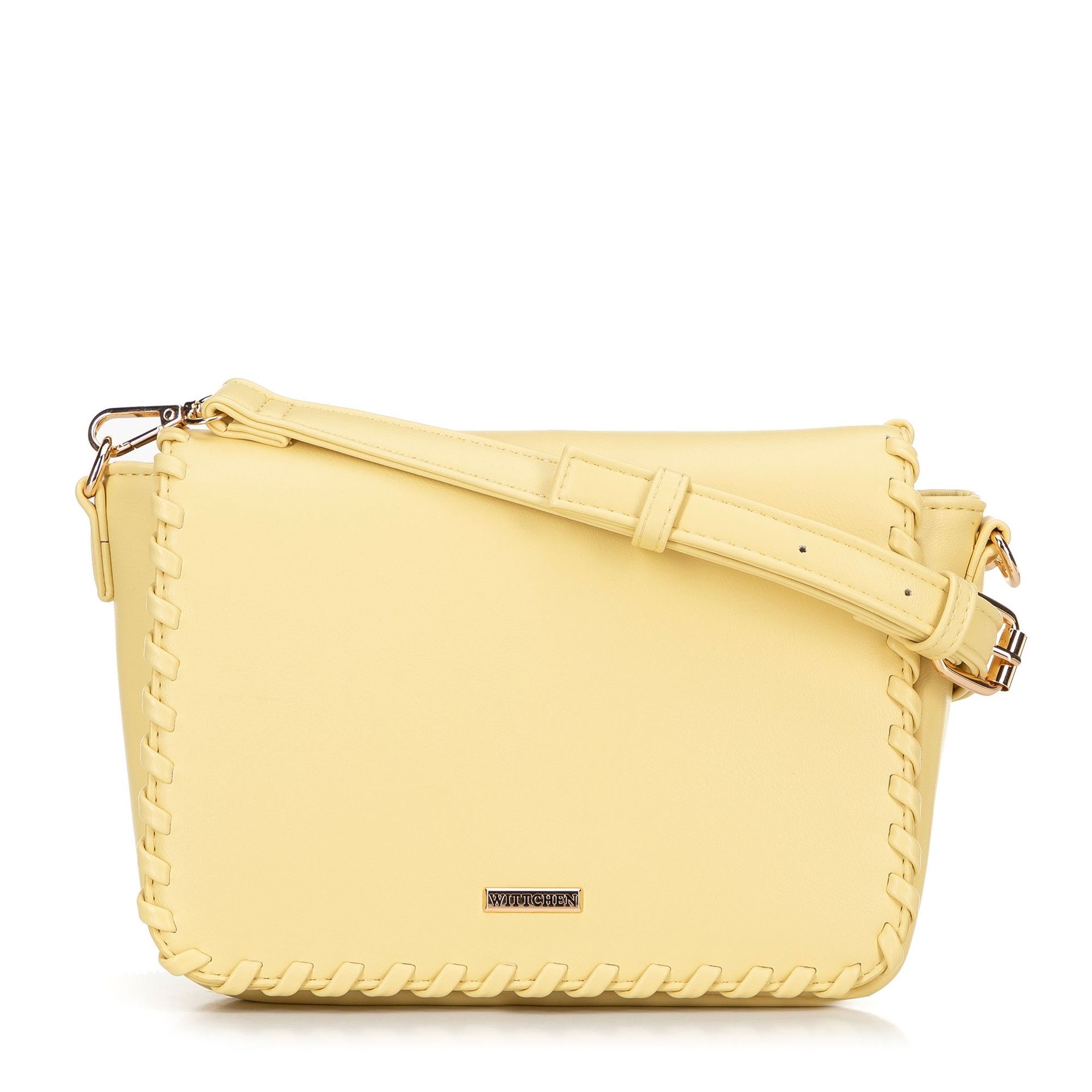 Damska crossbody z obszytą klapą żółta