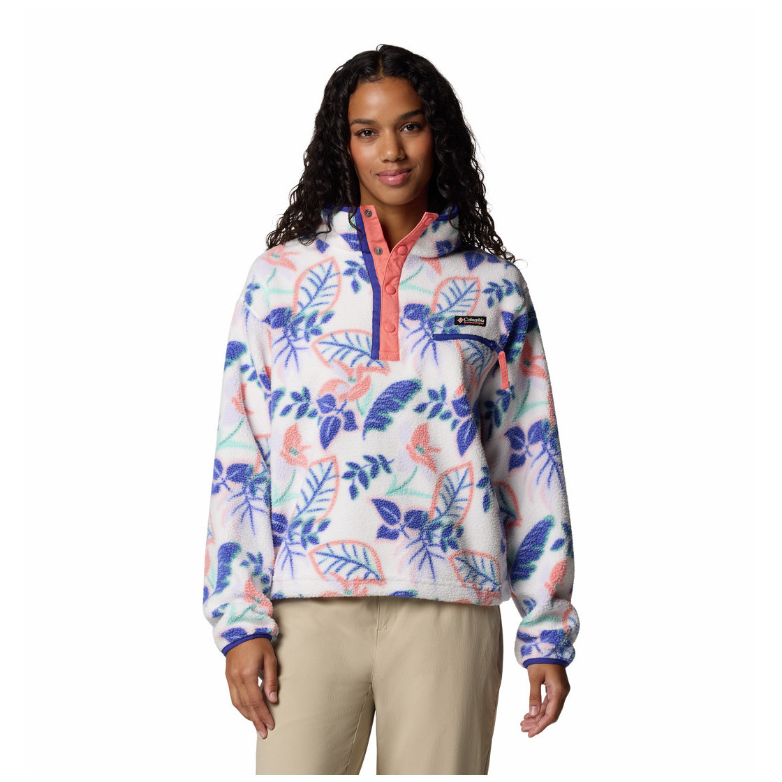 Bluza damska Columbia Helvetia™ II Printed Cropped Half Snap Rozmiar: S / Kolor: biały/niebieski