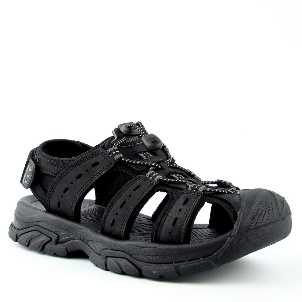 Grisport GR-25-01-9029M męskie sandały skórzane sportowe czarne